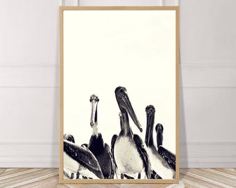 Pelicans, Black and White, Nautical, Digital, Instant Download, Photography, Print, Beach, Birds, Wall Art, Printable File, Home Decor