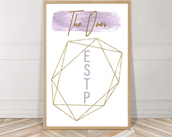 The Doer, ESTP, Myers Briggs, Watercolor, Printable, Digital File, Instant Download, Gold, Light Purple, Minimalist, Wall Art, Home, Decor