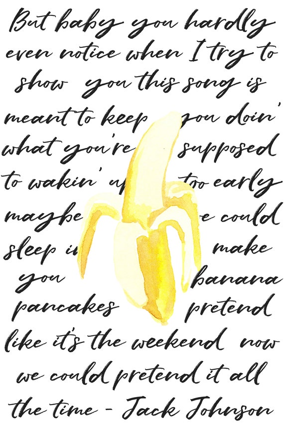 Fruit Lyrics Banana Pancakes Watercolor Instant Etsy