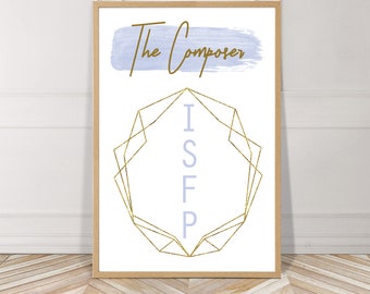 The Composer, ISFP, Myers Briggs, Watercolor, Printable, Digital File, Instant Download, Gold, Purple, Minimalist, Wall Art, Home, Decor