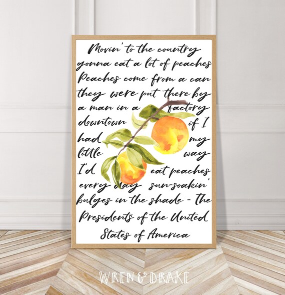 Fruit & Lyrics Peaches the POTUSA Watercolor Instant Etsy