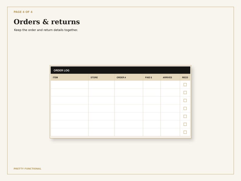 Detail from the purchases, deliveries and returns page with order and refund tracking fields.