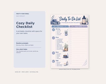 ADHD Daily Checklist Printable | Cozy To Do List & Reward Chart