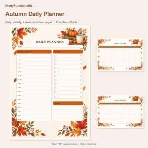 Autumn Daily Planner Printable & Fillable PDF | Fall To Do List and Weekly Schedule