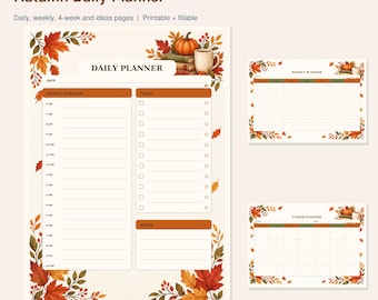 Herbst-Tagesplaner (PDF zum Ausdrucken und Ausfüllen) | Herbst-To-Do-Liste und Wochenplan