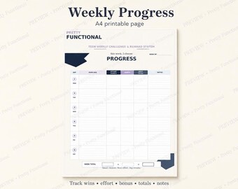 Weekly Reward Chart for Teens Printable | Habit Tracker, Goals & Effort Points