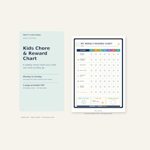 Chore Chart for Kids Printable | Weekly Tasks & 30-Star Reward Chart