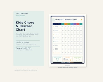 Chore Chart for Kids Printable | Weekly Tasks & 30-Star Reward Chart