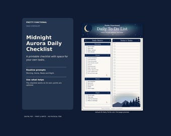 Tägliche Checkliste zum Ausdrucken | Midnight Aurora Aufgabenliste & Belohnungstabelle
