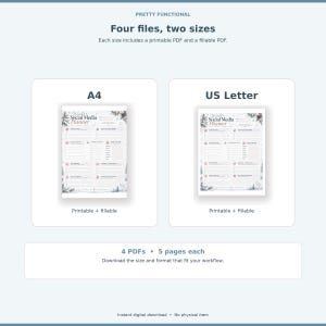 A4 and US Letter previews explaining printable and fillable PDFs for both sizes.