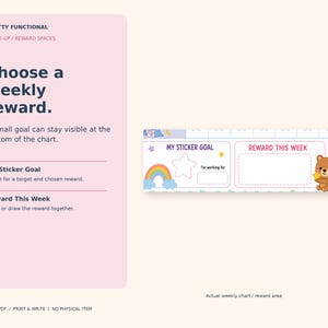 Close-up of My Sticker Goal and Reward This Week at the bottom of the actual toddler weekly chart. Stickers are not included.