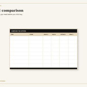 Detail from page two, deal comparison, showing the actual writing spaces.