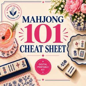 Mahjong fusklapp för nybörjare | Amerikansk Mahjong 101-guide | Charleston, jokrar, brickor och regler | Utskrivbar referens