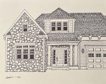 8x10" Custom House Drawings - Pen and Ink