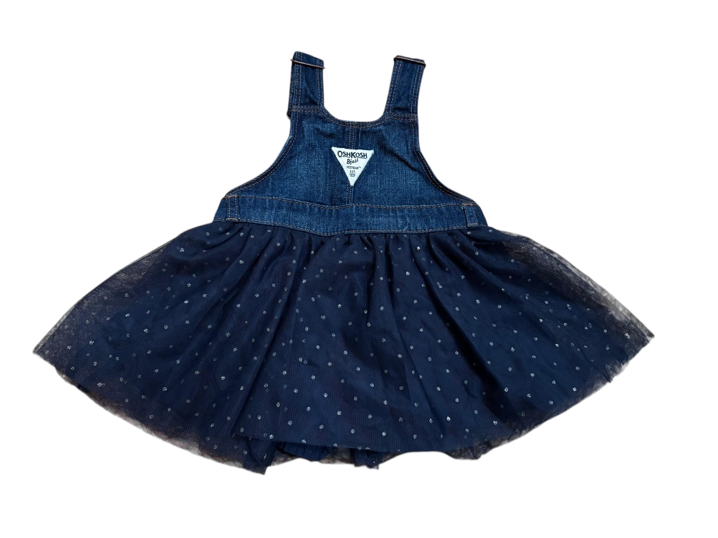 oshkosh denim tulle dress OshKosh B'Gosh Toddler Girls Denim Tulle Skirt Jumper Overall Dress 9  Months