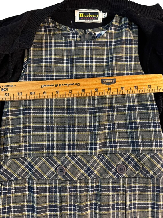 Vintage Blueberry Apparel School Uniform Set | Notre Dame School | Plaid Jumper + Navy Cardigan | Made in USA | Girls approx 4-5 View 5