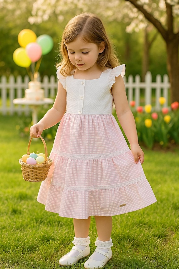 pink and white tiered dress pink and white maxi dress Petal and Pup Women's Lillee Tiered Maxi Dress