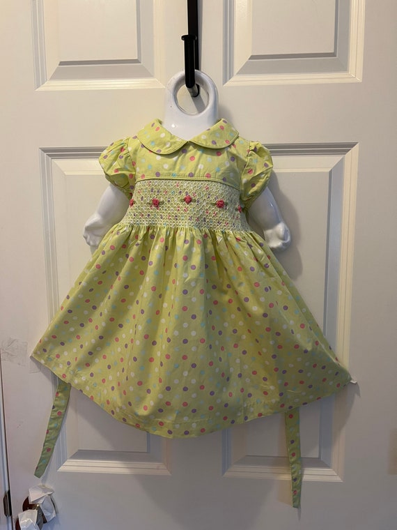 Cute VTG Laura Ashley Lime, green dress with mock… - image 3