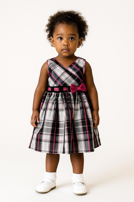 VTG Youngland Taffeda-like Black White Pink Plaid Toddler Party Dress - SZ.  3T - Etsy
