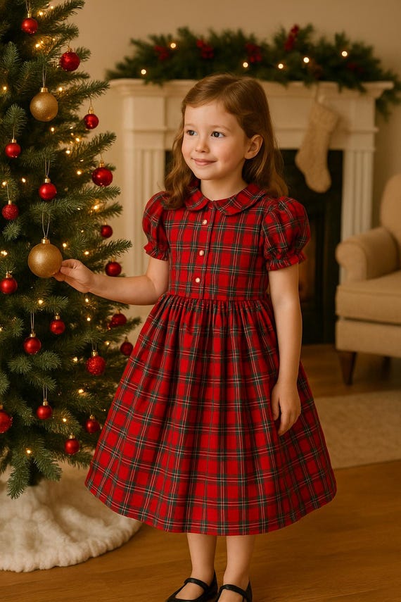 white christmas dresses Jayne Copeland Velour & Plaid Holiday Dress – Sweet Pea & Teddy main image 1