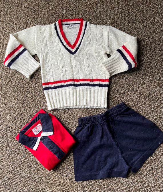 1960s Vintage Preppy Boy Outfit w/Sweater Polo Sh… - image 1