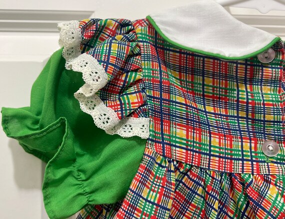 VTG Sears Ruffled Green Multi Color Print Toddler… - image 3