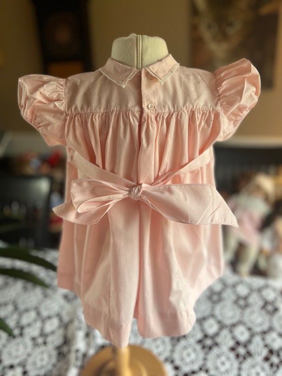 1940 50s Nannett Babe Frock Pink  w/hand embroider
