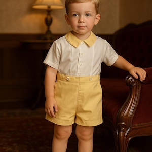 1920 30s  Yellow and White Sailor Suit great for vintage photography, vintage weddings, or just early century era dressing Approx 3-4YR