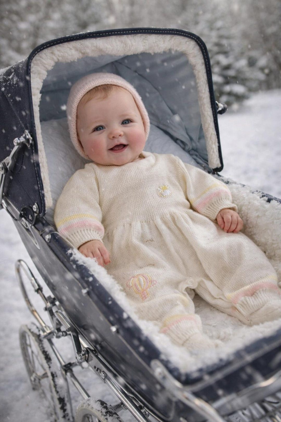Vintage Knit Baby Pram Suit | 1960s One-piece Winter Romper | Pastel ...