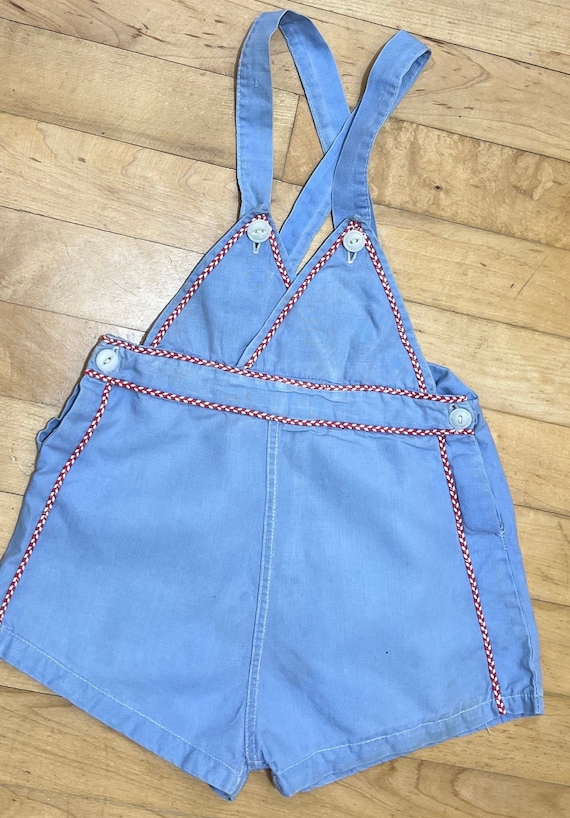 1950s Vintage Blue Sunsuit trimmed in Red and Whit