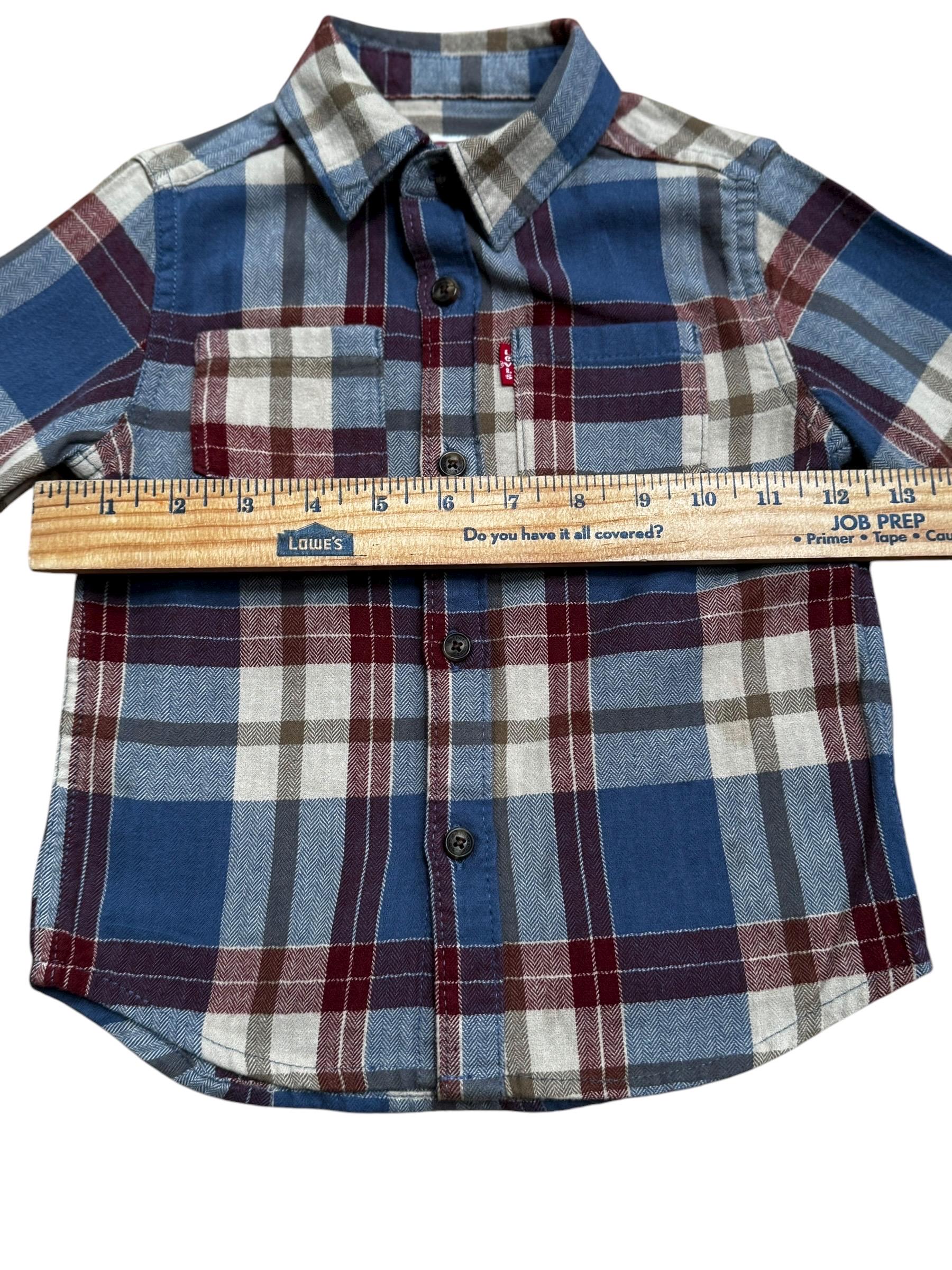 Levi's Kids Plaid Flannel Shirt 3T | Blue-burgundy Check | Double