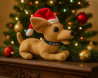 Vintage 1990s Taco Bell Chihuahua Plush with Santa Hat | “Yo Quiero Taco Bell” Dog by Applause | Christmas Collectible Advertising Toy