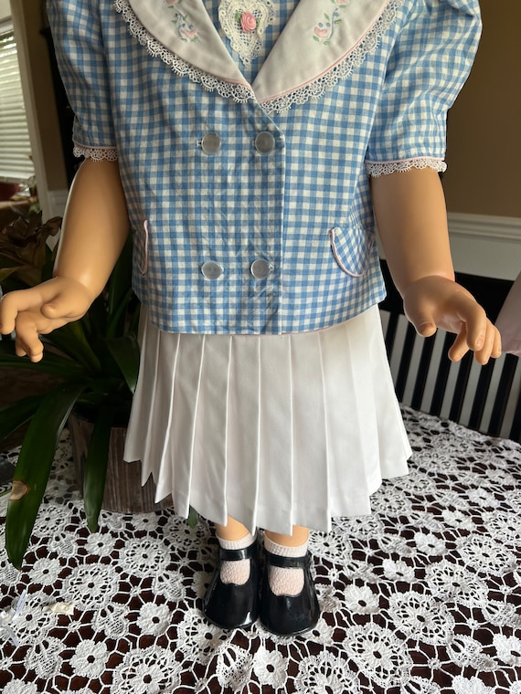 1960s Sunday School 2-Piece Set Blue Gingham/Whit… - image 6