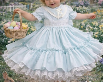 Vintage 1930's Ideal Shirley Temple Blue Dot Dress & Onsie for 18