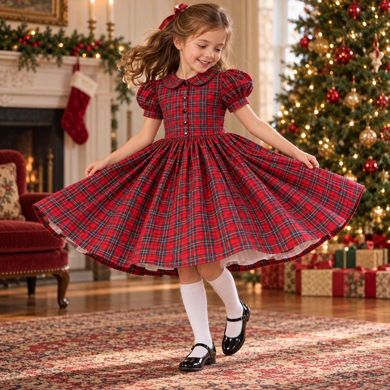 jayne copeland christmas dresses Vintage Red Tartan Plaid SZ 6X Designer Girls Dress Holiday Party School Dress christmas in the 60s and 70s