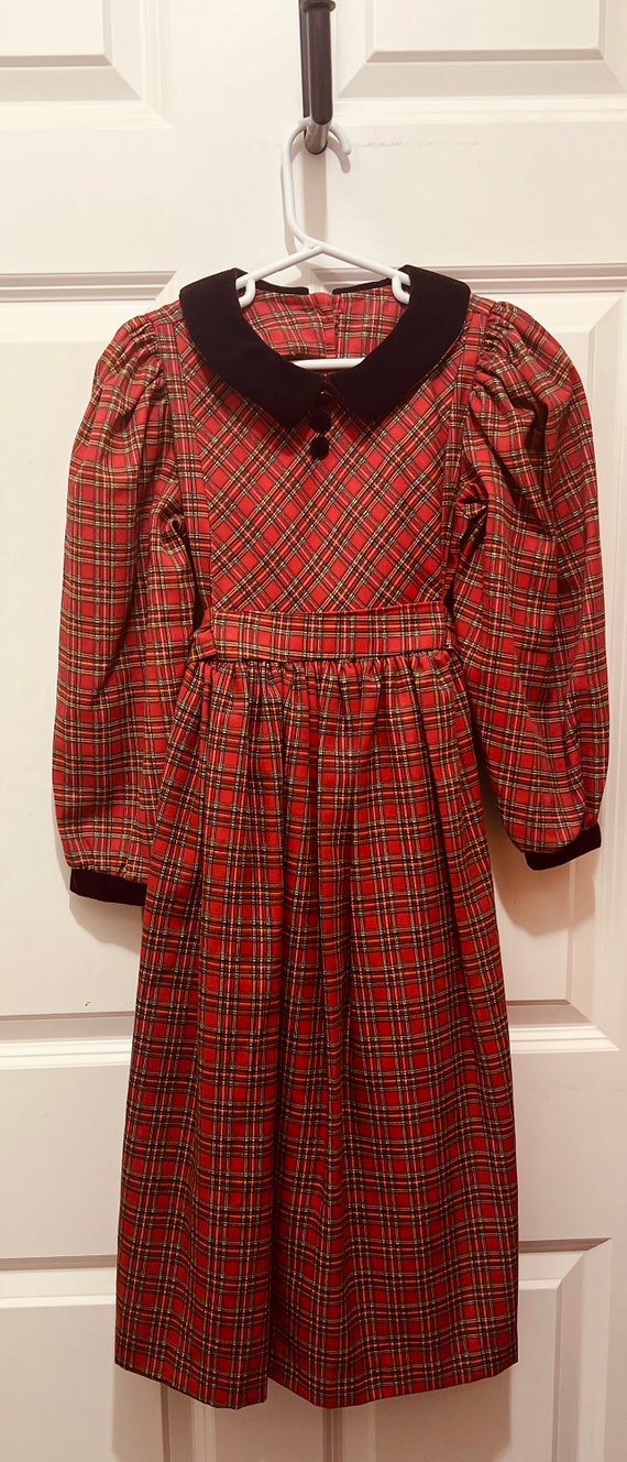 VTG Mousefeathers Red Plaid Mid Length School Dres