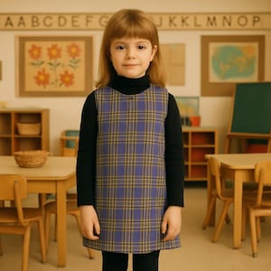 VTG Talbot Kids High Quality A Line Jumper Modest Girl School Winter Dress in Lavendar Plaid  - blouse not included - SZ 5YR