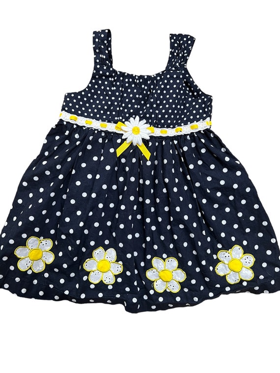 Sweet Spring/Summer Navy Polka Dots & Daisies Tod… - image 1