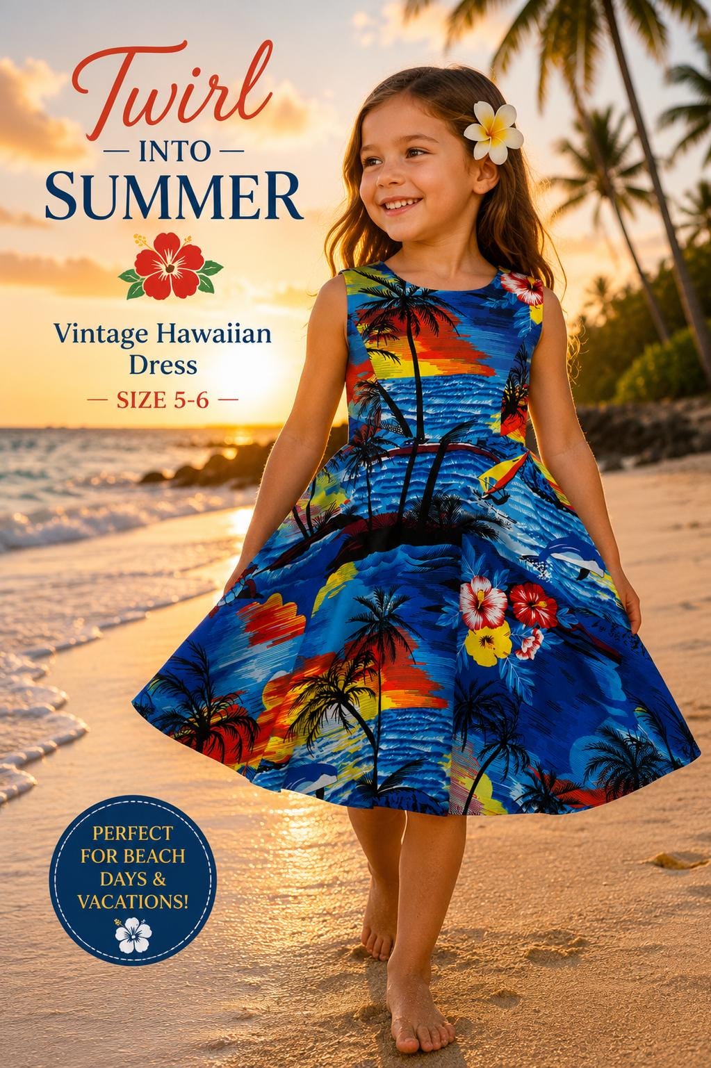 Girls Palm Tree Dress
