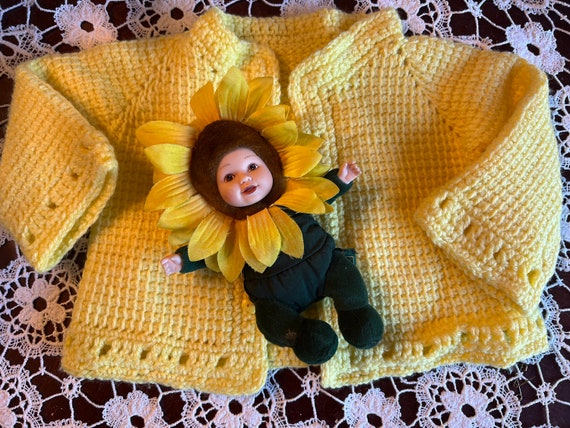Curated Daisy Yellow Hand Crocheted Baby or large… - image 1