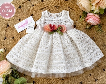 Bonnie Baby NOS Formal Baby Dress Sz 0–3M | Elegant Ivory Lace Special Occasion Dress | New with Tags Infant Christening Easter Portrait Out