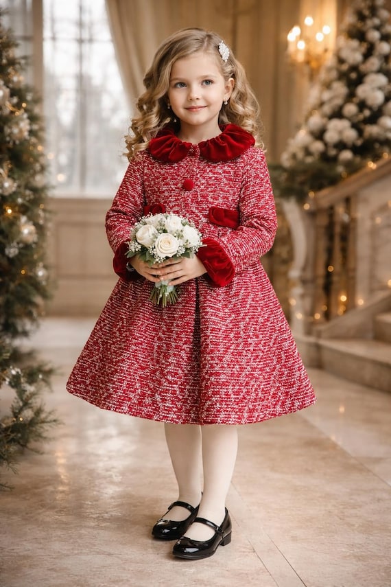 blueberi boulevard christmas dress Baby & Toddler Blueberi Boulevard Santa Dress with Faux Fur Trim & Long Sleeves
