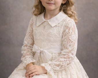 Vintage 1960s First Communion Dress | Ivory Lace Overlay with Slip | Sz 6–7 Girls | Heirloom Church Ceremony  | Unworn