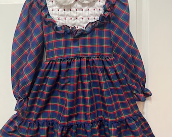 VTG Polly Flinders Blue/Red Plaid Back to School Dress SZ 5