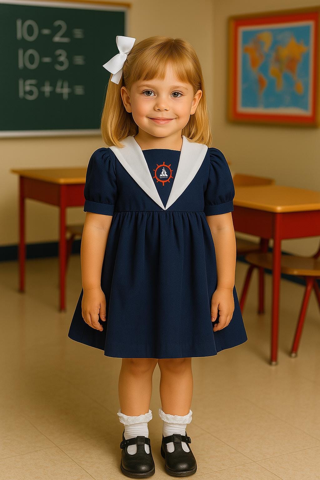 VTG Polly Flinders Navy Sailing Dress SZ 4T