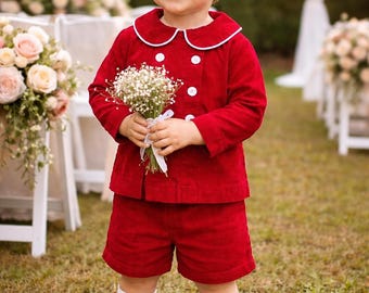 Vintage Bailey Boys Classics Corduroy Outfit Sz 12–18M | Southern Boutique Baby Clothing | Classic Red Corduroy Set | Made in USA