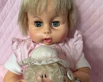 1970 Adorable Horsman Thirsty Doll Playset W/button Doll and