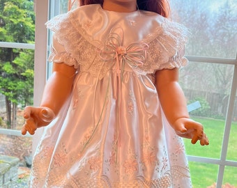 VTG deadstock Embroidered Satin Formal Dress Sz 2-3T