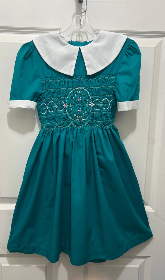 Beautiful Aqua Green Polly Flinders Handsmocked Gi