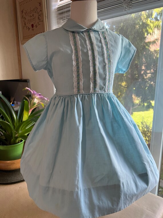 VTG 1950s Cinderella Blue Flared Frock Embellishe… - image 2